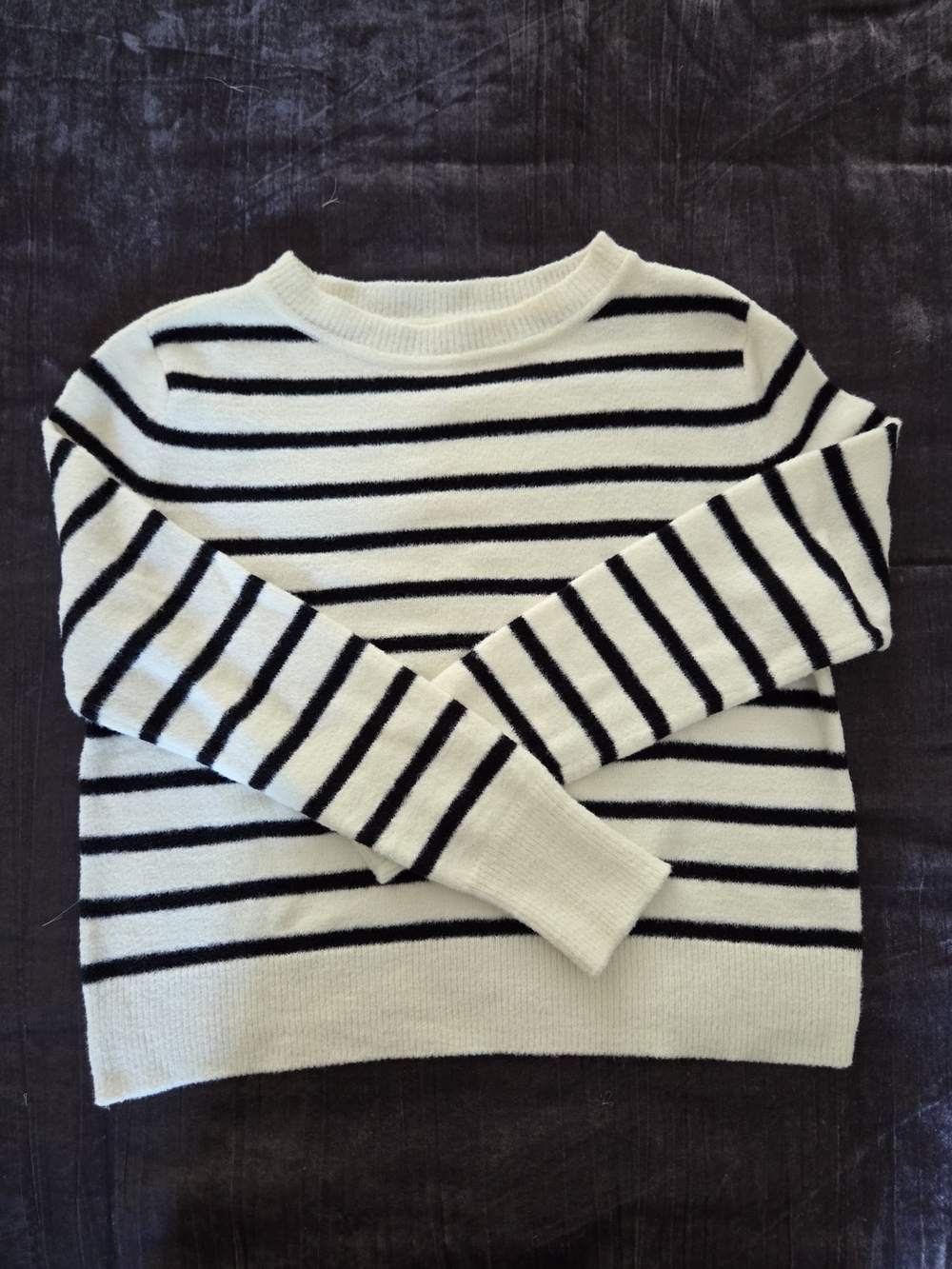 Banana Republic Striped Crewneck Sweater Black Cream Size S